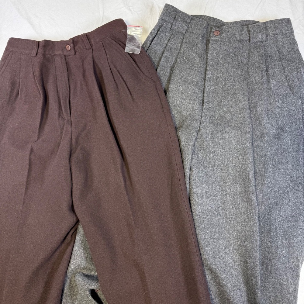 Lot 2 NWOT Vintage Savannah Wool Blend Pants Womens 10 Lined Academia Brown Gray